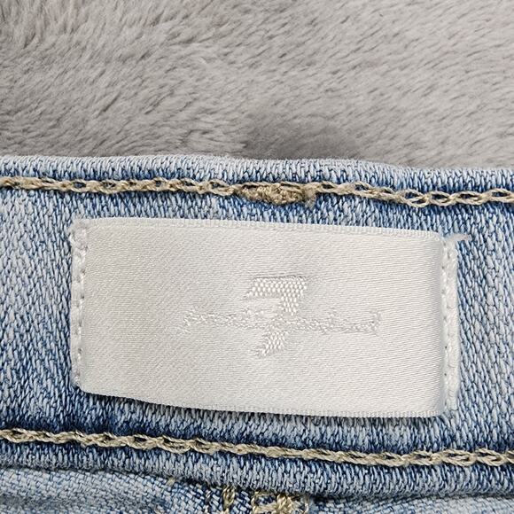 7 For All Mankind Shorts Womens 28 Blue Mid Roll Broken Twill Coco Prive Stretch - Picture 5 of 15